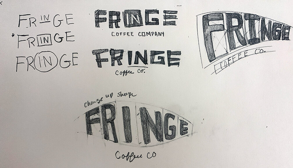 Sketches of initial logo concepts.